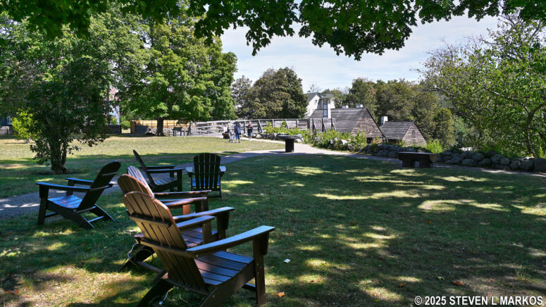 Adirondack chairs on the grounds of Saugus Iron Works National Historic Site