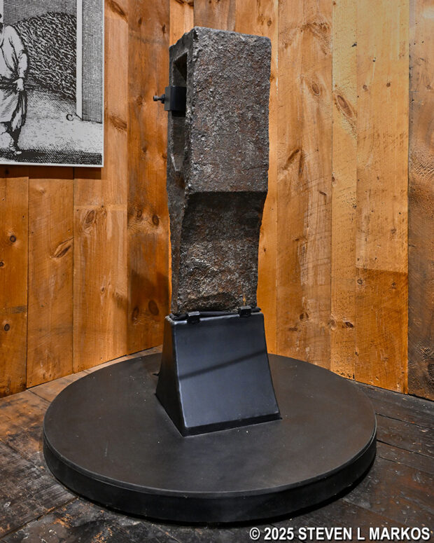 500-pound trip hammer found during the excavation of Saugus Iron Works in the mid-1900s on display in the Saugus Iron Works Museum