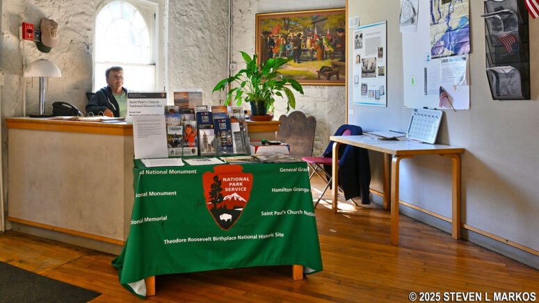 Visitor Center information desk, Saint Paul's Church National Historic Site