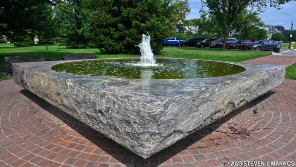 Haupt Fountain on the west side of the Constitution Avenue entrance to the Ellipse, part of the President's Park in Washington, D.C.