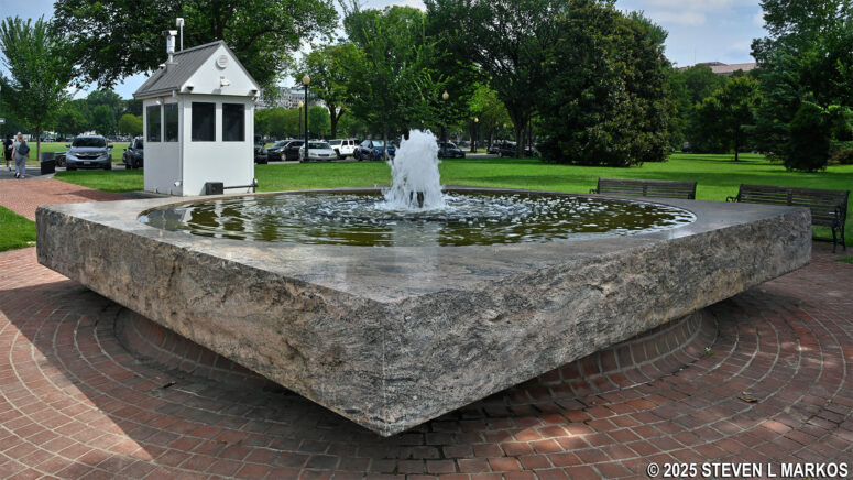 Haupt Fountain on the east side of the Constitution Avenue entrance to the Ellipse, part of the President's Park in Washington, D.C.