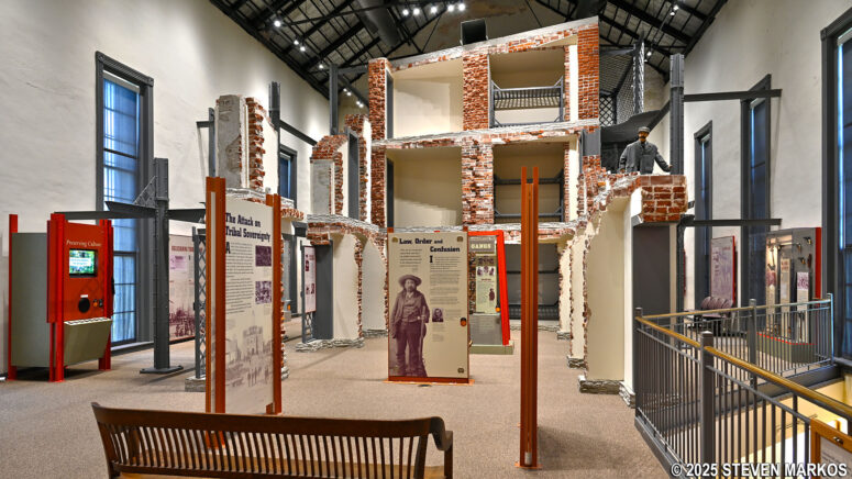 Replica of the second jail at the Fort Smith National Historic Site Visitor Center