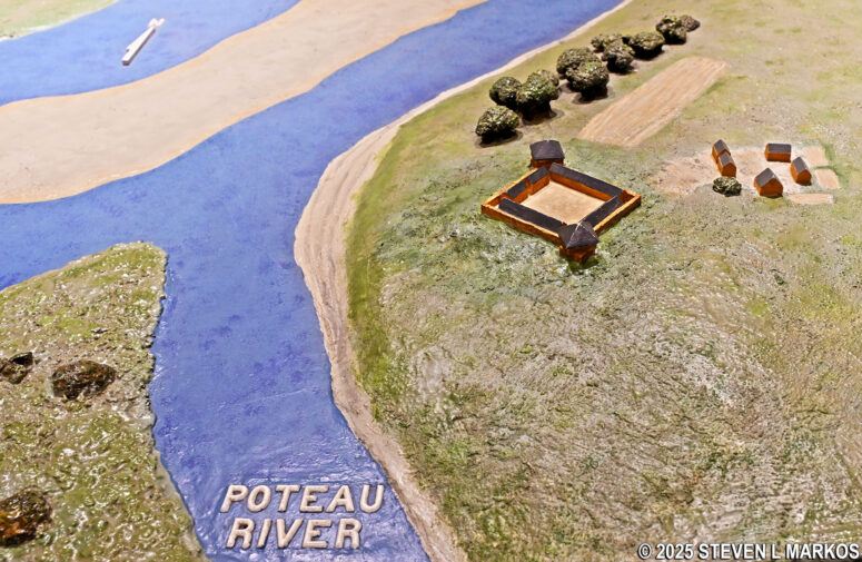 Miniature scale model of the first Fort Smith in 1822 on display at the Fort Smith National Historic Site Visitor Center