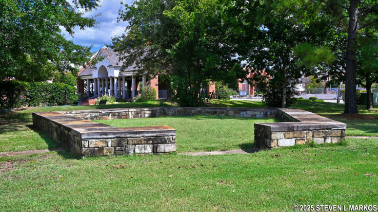 Stone wall outline of Bastion 5 at Fort Smith National Historic Site