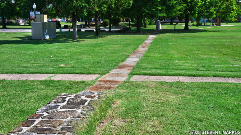 Section of the stone fort wall perimeter of the second fort at Fort Smith National Historic Site