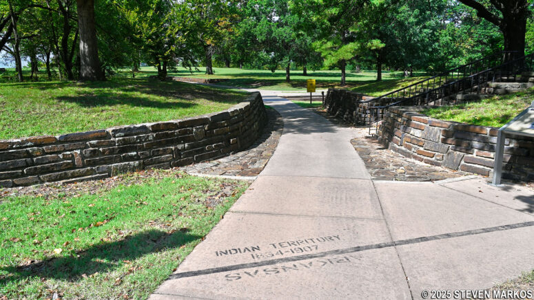 Indian Territory boundary line on the River Loop Trail at Fort Smith National Historic Site