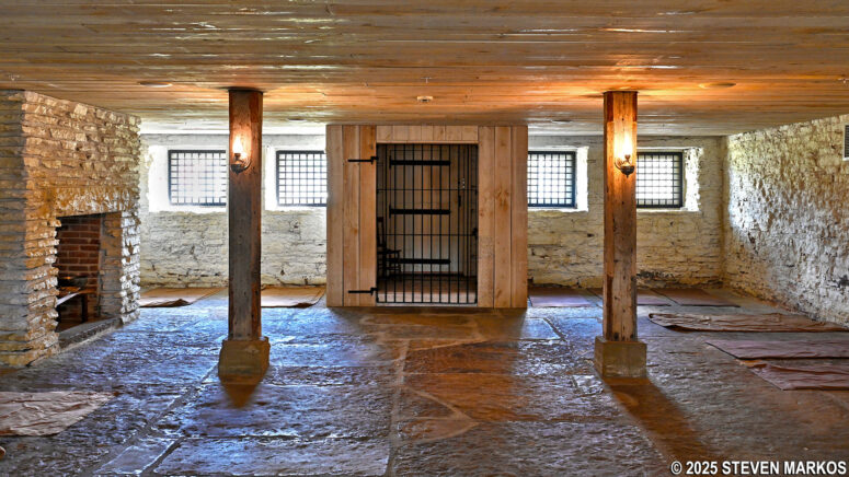 Hell-on-the-Border jail inside the basement of the former military barracks at Fort Smith National Historic Site