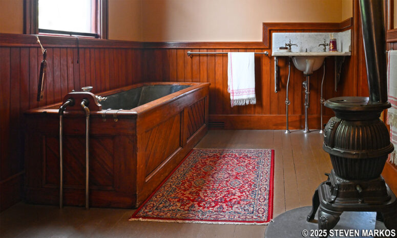 Bedroom bathroom in the 1890 Farm Manager's House at Billings Farm and Museum in Woodstock, Vermont