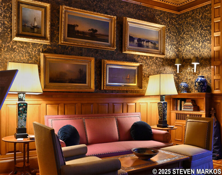 Paintings in the parlor of the Billings Mansion at Marsh-Billings-Rockefeller National Historical Park
