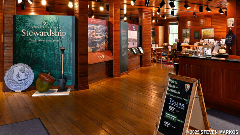 Interior of the Carriage Barn Visitor Center at Marsh-Billings-Rockefeller National Historical Park