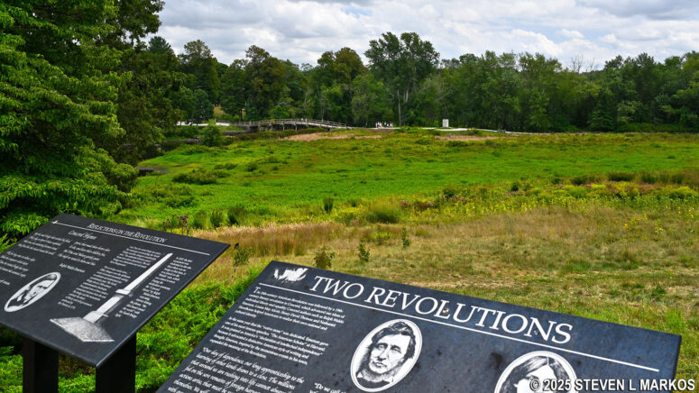 View of the North Bridge from the upper garden at the Buttrick Mansion, Minute Man National Historical Park