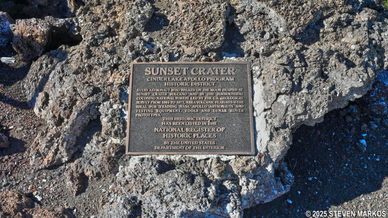 Commemorative plaque on the Bonito Vista Trail at Sunset Crater Volcano National Monument