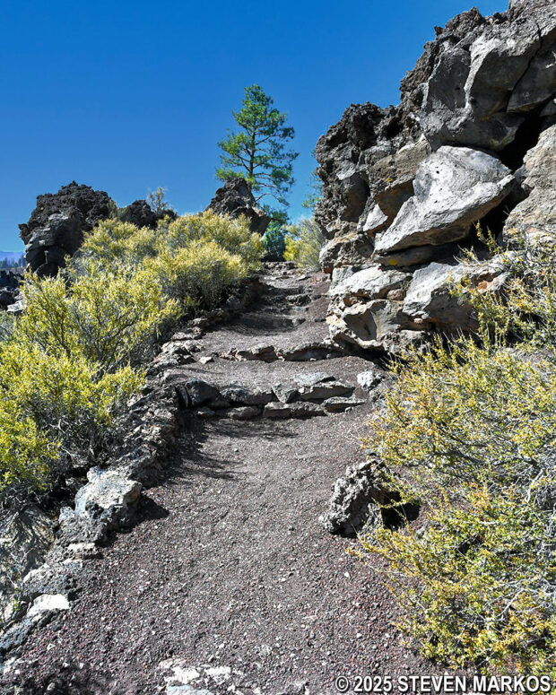 View from the bottom of the hill at the start of the Lava Flow Trail's lower loop, Sunset Crater Volcano National Monument
