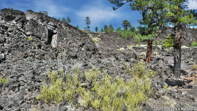 Doorway of a Sinagua-style pit house on the Lava Flow Trail at Sunset Crater Volcano National Monument