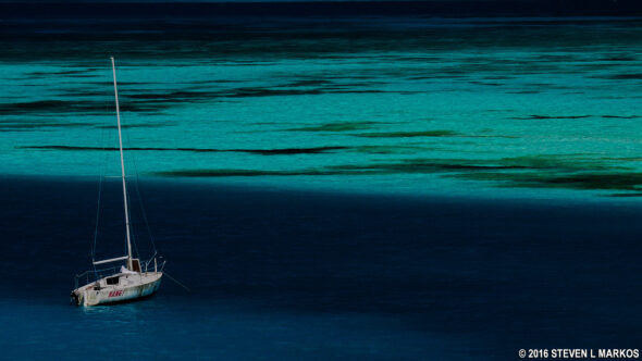 Private boat anchored off shore at Garden Key in Dry Tortugas National Park