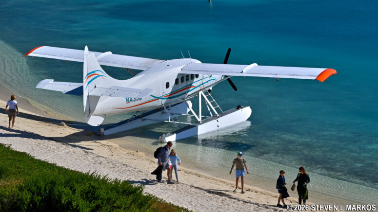Guest arrive at Garden Key in Dry Tortugas National Park by seaplane