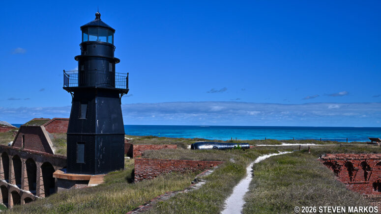 Garden Key Lighthouse on the top level of Fort Jefferson, Dry Tortugas National Park