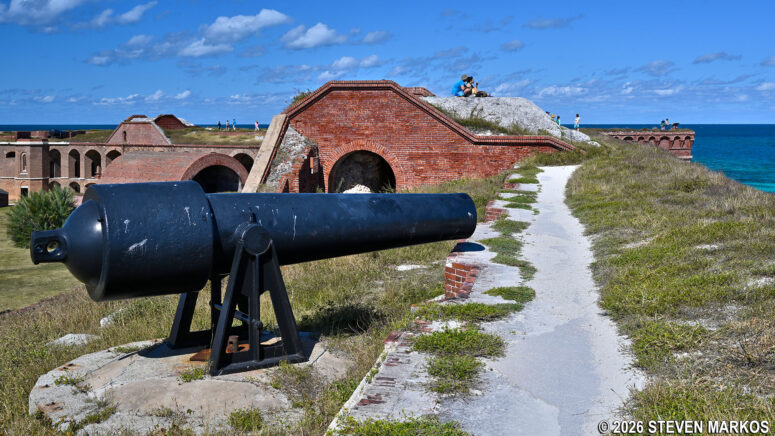 Gravel path provides access to four of six sides on the top level of Fort Jefferson, Dry Tortugas National Park