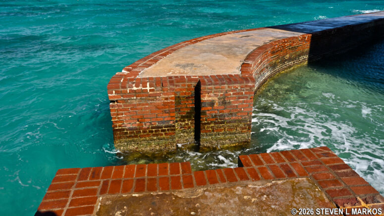 Gap in the moat wall of Fort Jefferson that lets water in and out, Dry Tortugas National Park
