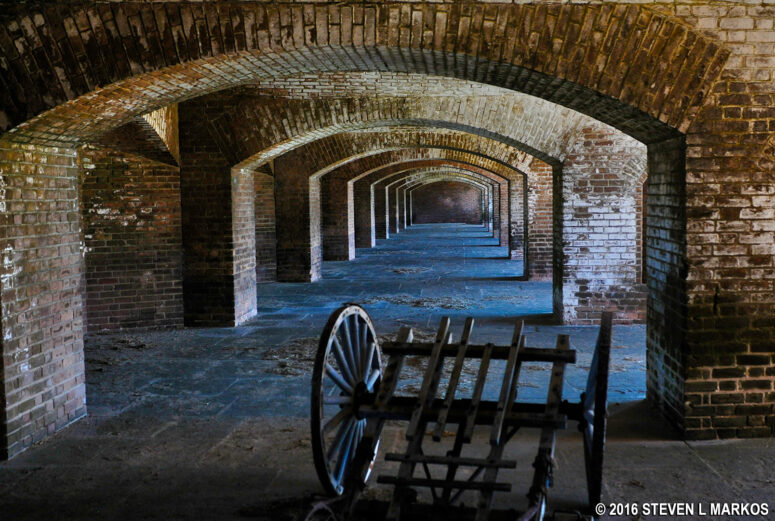 Inside the casemates of Fort Jefferson on Garden Key in Dry Tortugas National Park