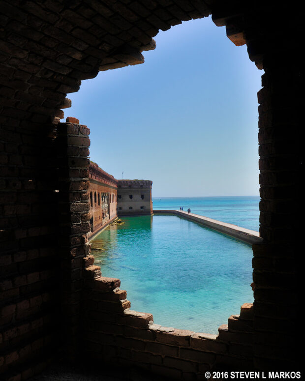 View from an unfinished second-level embrasure at Fort Jefferson in Dry Tortugas National Park