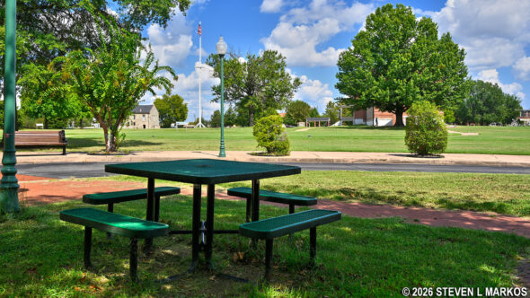 Picnic table at Fort Smith National Historic Site