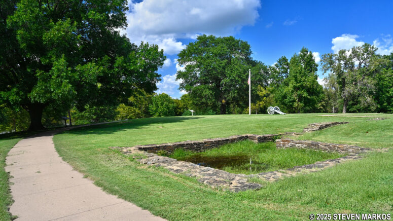 Ruins of the first Fort Smith on the River Loop Trail at Fort Smith National Historic Site