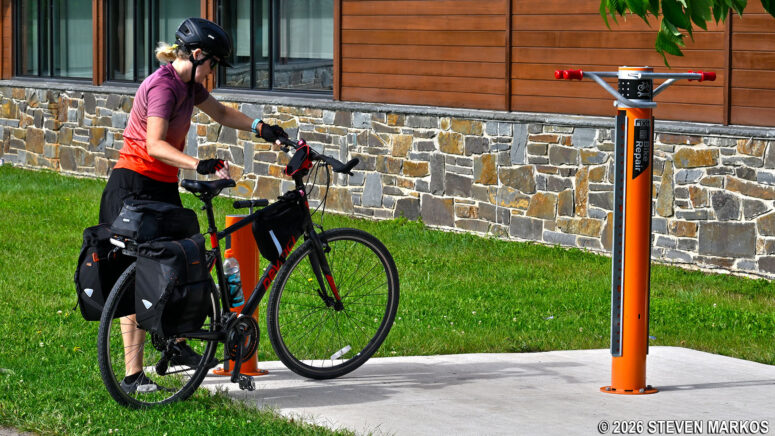 Bike repair station outside the Fort Stanwix National Monument Visitor Center