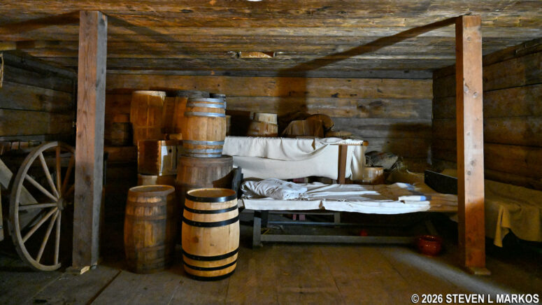 Bombproof at Fort Stanwix furnished as a make-shift hospital used during the failed August 1777 siege by the British, Fort Stanwix National Monument