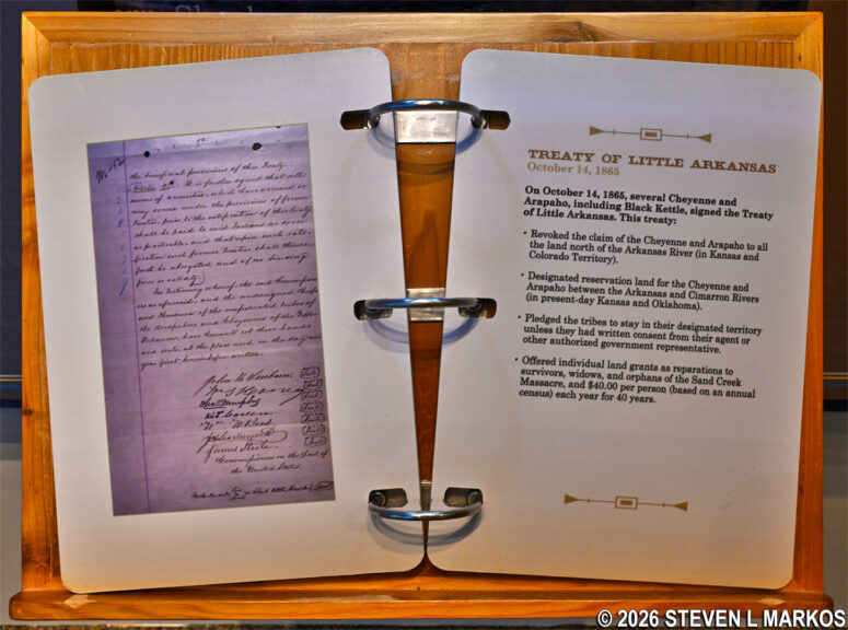 Indian treaties in the exhibit area at the Washita Battlefield National Historic Site Visitor Center