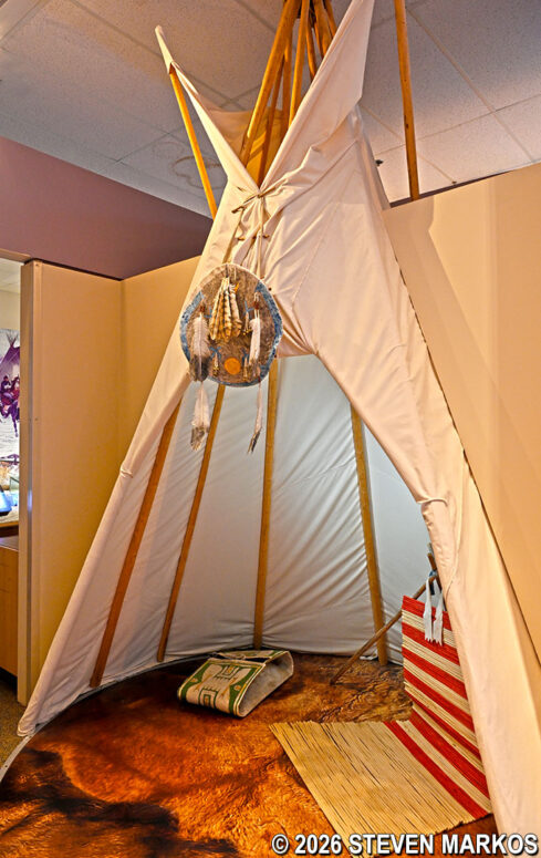 Replica tipi in the exhibit area at the Washita Battlefield National Historic Site Visitor Center