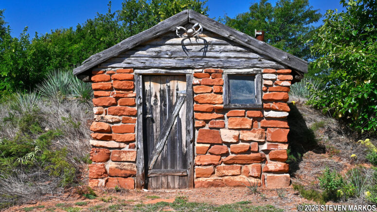 Dugout house on the Dust and Fire Trail at Washita Battlefield National Historic Site