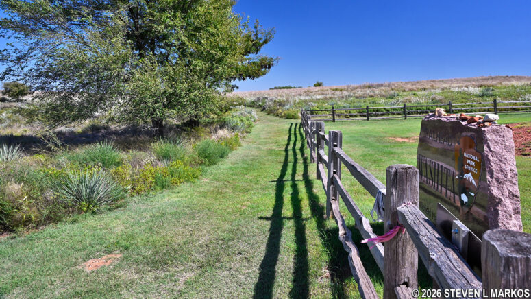 Grass path at the end of the Washita Battlefield Trail loop, Washita Battlefield National Historic Site