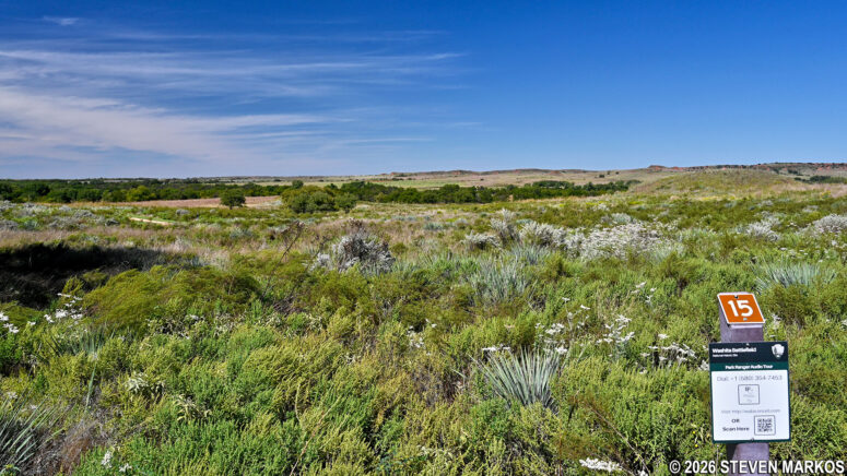 View of the Washita River valley from Stop 15 on the Washita Battlefield Trail, Washita Battlefield National Historic Site