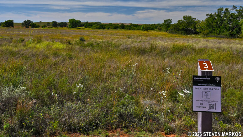 Cell phone audio tour is available for the Washita Battlefield Trail at Washita Battlefield National Historic Site