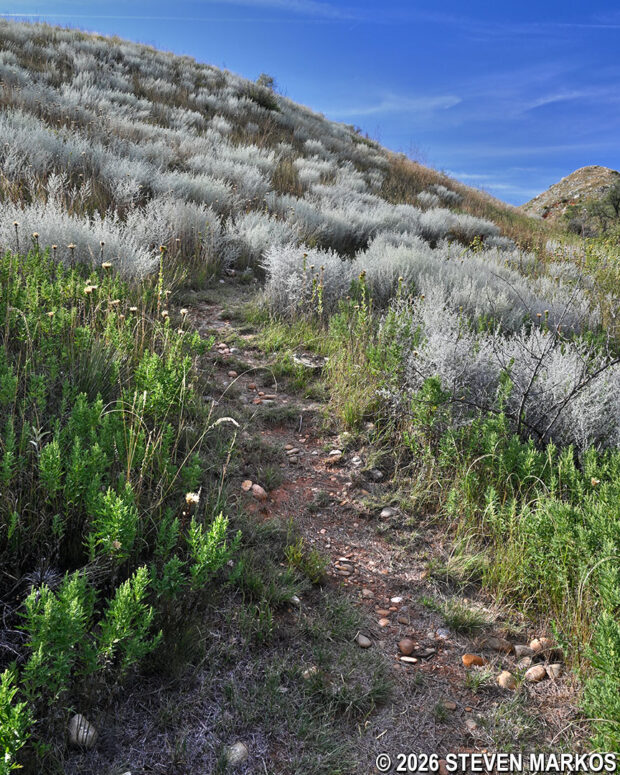 Ascending path near the end of the Mesquite Trail at Alibates Flint Quarries National Monument
