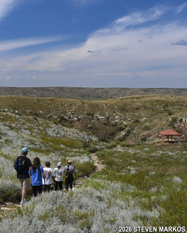 Participants on the Alibates Quarries Tour head back down the mesa, Alibates Flint Quarries National Monument