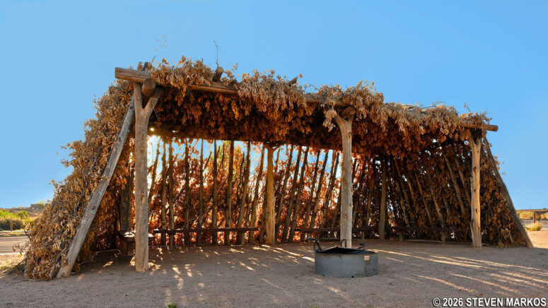Traditional Navajo summer shelter at the Welcome Center, Canyon de Chelly National Monument