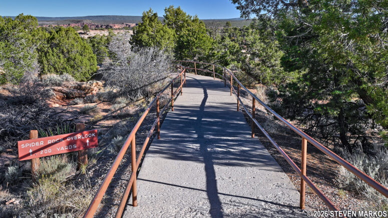 Concrete path to the Spider Rock Overlook on South Rim Drive at Canyon de Chelly National Monument