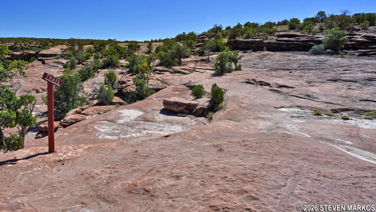 Trail sign at the first switchback on the White House Trail at Canyon de Chelly National Monument