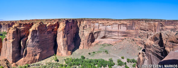 Panoramic view of Canyon de Chelly from the Sliding House Overlook on Canyon de Chelly National Monument's South Rim Drive