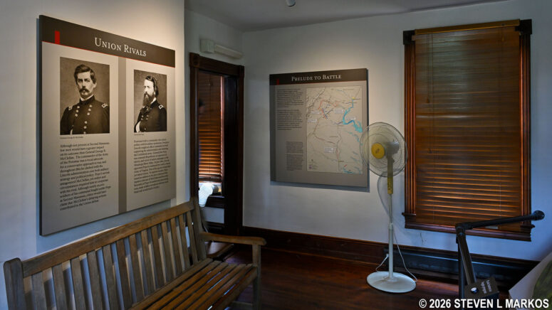 Exhibits inside the Brawner Farmhouse at Manassas National Battlefield Park