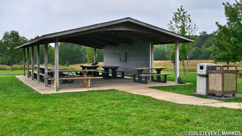 Covered picnic pavilion at the Brownsville Picnic Area at Manassas National Battlefield Park