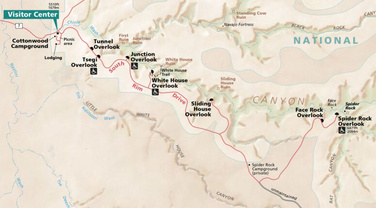 South Rim Drive Map (click to enlarge)