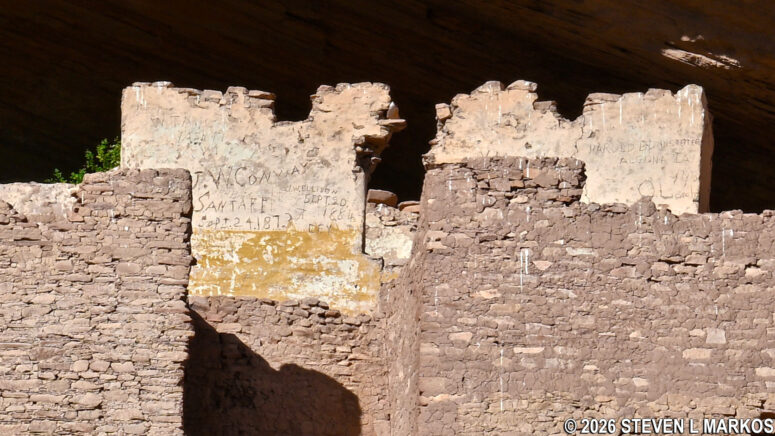 Graffiti from the late 1800s on the upper-level walls of the White House at Canyon de Chelly National Monument