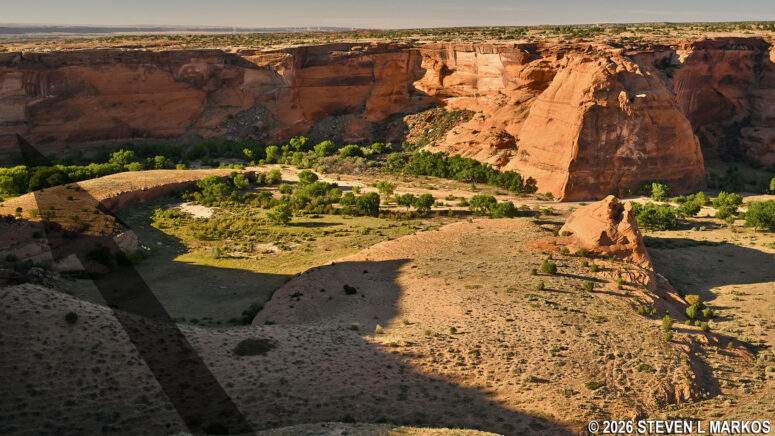 Location of First Ruin when standing at the Junction Overlook on South Rim Drive, Canyon de Chelly National Monument