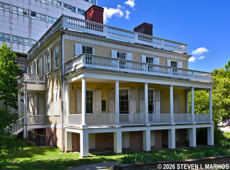 Reconstructed porch of Alexander Hamilton's summer house, The Grange, now part of Hamilton Grange National Memorial