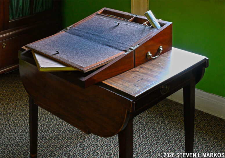 Reproduction of Alexander Hamilton's lap desk in the study of The Grange, Hamilton Grange National Memorial
