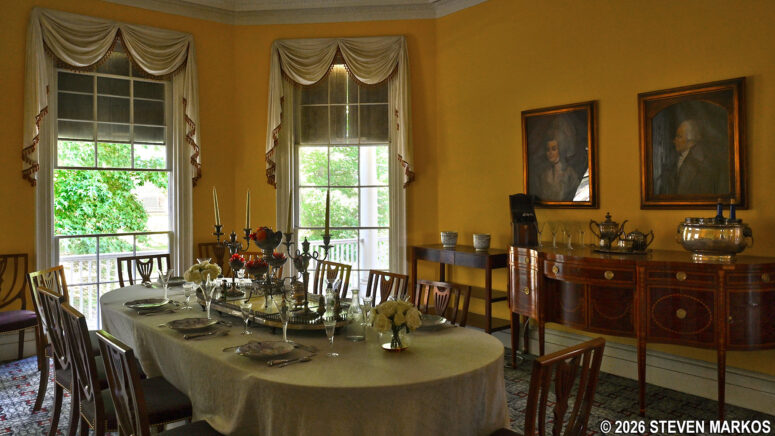 Reproduction of a wine cooler given to Hamilton by George Washington sits on the credenza in The Grange's dining room, Hamilton Grange National Memorial