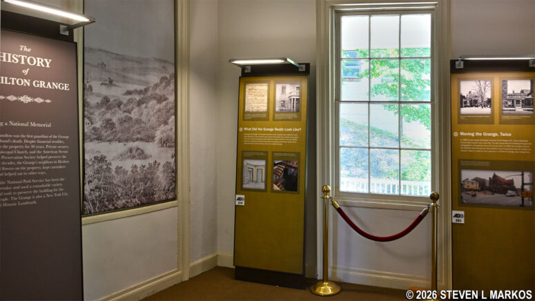 Exhibit on the upper floor of The Grange details the house's renovation and relocation, Hamilton Grange National Memorial